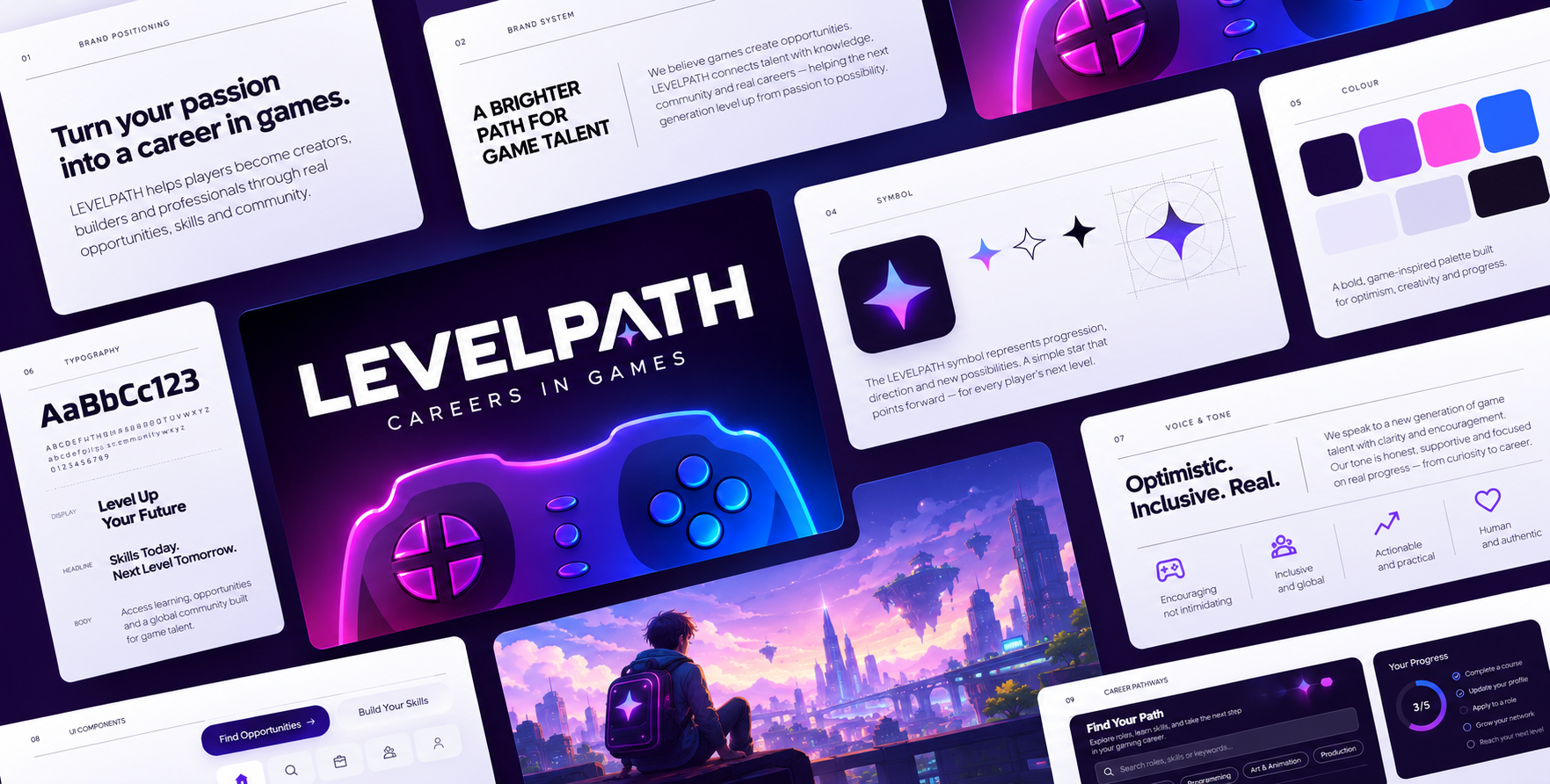 Levelpath brand system concept boards